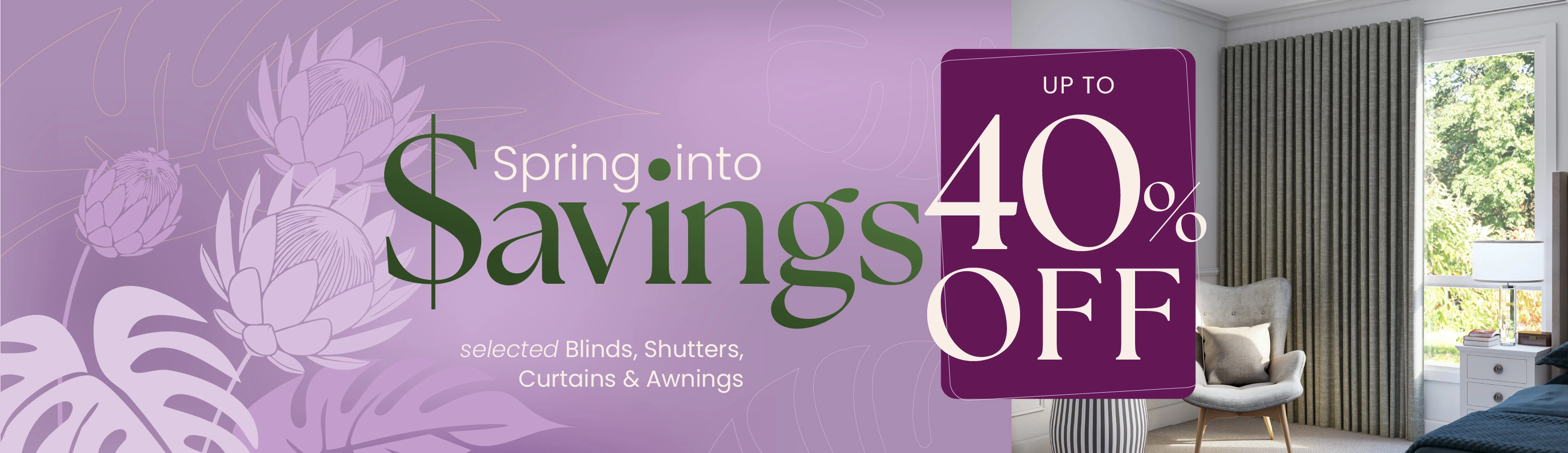 Amaru Specials spring sale on selected Blinds, Shutters, Curtains & Awnings